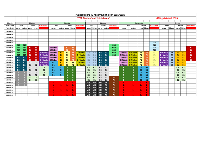 Trainingsplan Saison 2025/26